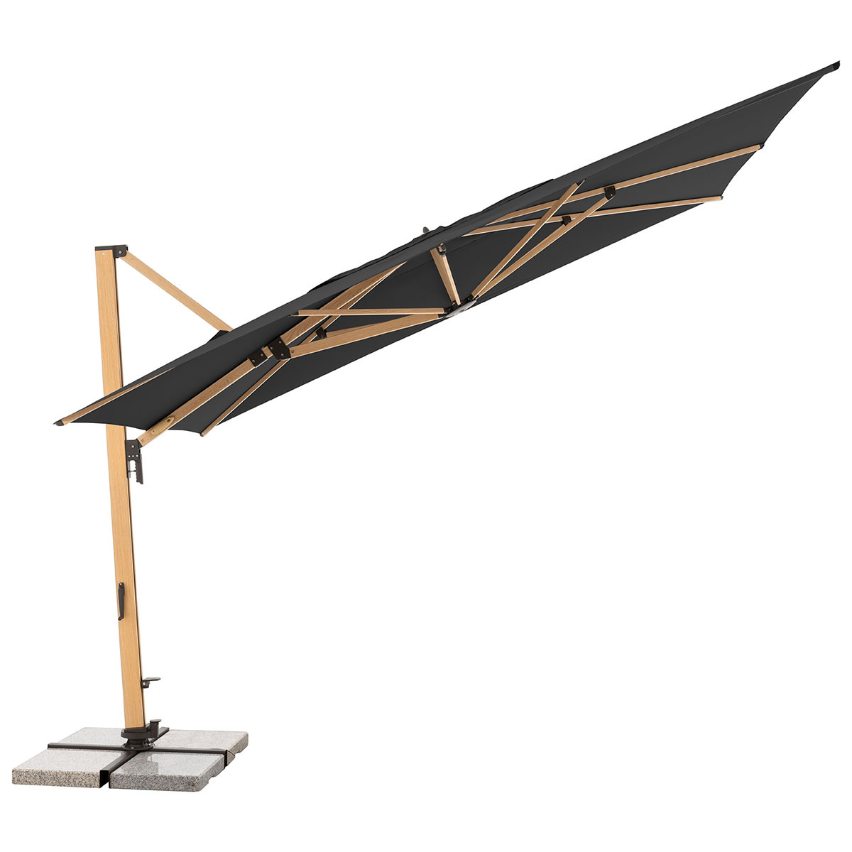 Doppler ALU WOOD XL 4x3 m - výkyvný zahradní slunečník s boční tyčí antracit