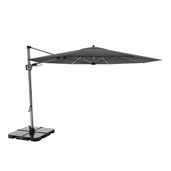 Knirps HYPERION 340 cm - luxusní výkyvný zahradní slunečník s boční tyčí, tmavě šedý