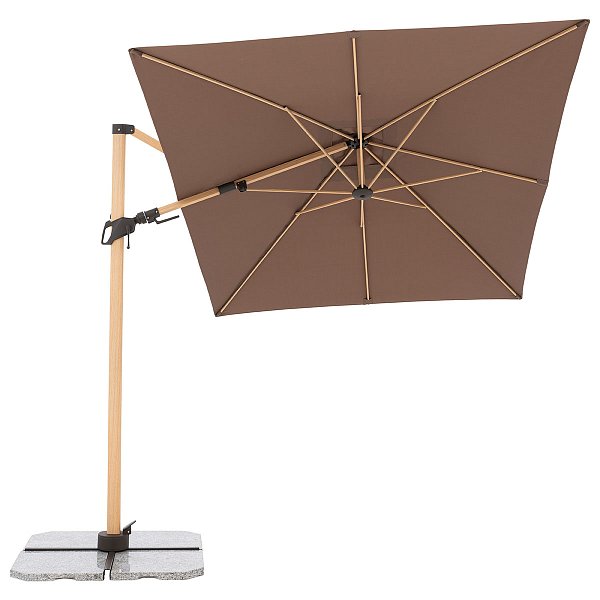 Doppler ALU WOOD 220 x 300 cm - výkyvný zahradní slunečník s boční tyčí, greige